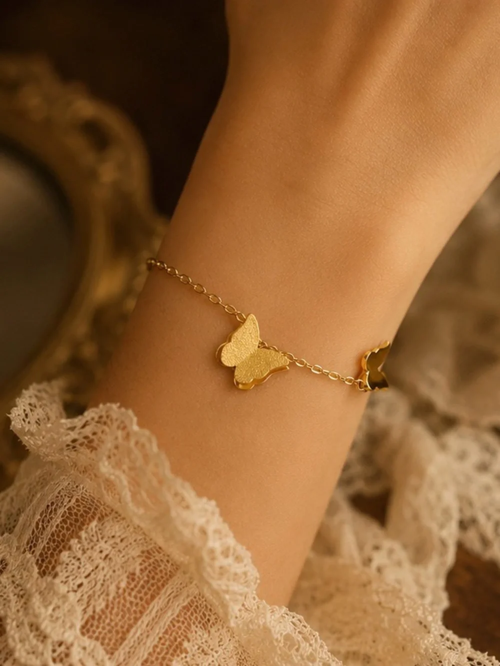 Golden Butterfly Bracelet Dainty Minimalist Chain Jewelry